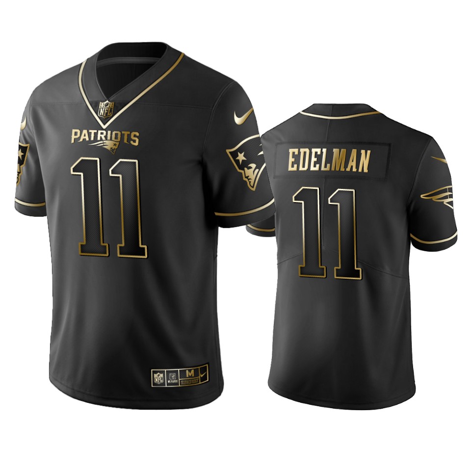 Men's New England Patriots #11 Julian Edelman Black 2019 Golden Edition Limited Stitched NFL Jersey